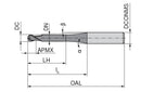 CERATIZIT N.RD.1,5.30°.Z2.HA.L3,3 DPA72S SOLID CARBIDE MICRO BALL NOSED CUTTER 5280415200 (0656256)