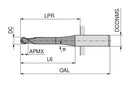 Ceratizit H.RD.4,0/6,0.30°.Z4.HA.K54 TI2000 BlueLine - Ball Nosed Cutter 52404041 (0643626)