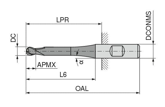 Ceratizit H.RD.2.0.30°.Z4.HB.EL TI2000 BlueLine - Ball Nosed Cutter 52405023 (0649825)