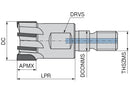 Ceratizit PCD FACE-MILLING CUTTER 16,0 NZ3 IK Face Screw-in Cutter 5001801600 (0682195)