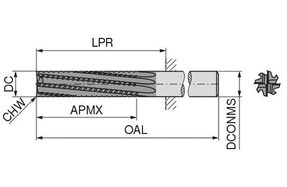 Ceratizit 3A0034-06350.0250.R08..HA.K131 MonsterMill Right-fluted End Mills FRP 5259706350 (0725464)