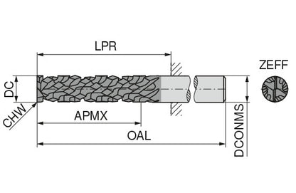 Ceratizit 3A0035-06350.0180.R04L06..HA.K131 MonsterMill Fine Cross-pitched End Mills FRP-CR 5259806350 (0725471)