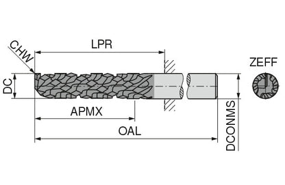 Ceratizit 3A0036-12700.0300.R04L05..HA.K131 MonsterMill Coarse Cross-pitched End Mills FRP-CR 5259912700 (0725483)