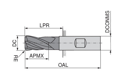 Ceratizit 3DX102-03125.05000.R03.R00450.HA.X104 CoreLine End Mills With Corner Radius AL 5902531316 (0717596)