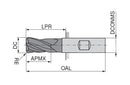Ceratizit 3DX102-10000.26250.R03.R00600.SF.X106 End Milling Cutter With Corner Radius 5902499926 (0717621)