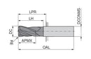Ceratizit 3DX117-03750.10000.R03.R00200.HA.X104 CoreLine End Mills With Corner Radius UN 5902837527 (0717667)