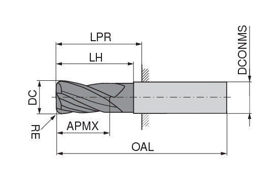 Ceratizit 3DX117-01875.06250.R03.R00100.HA.X104 CoreLine End Mills With Corner Radius UN 5902818833 (0717662)