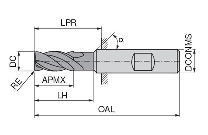 Ceratizit 3DX119-02813.05000.R03.R00200.HA.X104 CoreLine End Mills With Corner Radius AL 5902928118 (0650583)