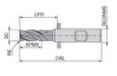Ceratizit 3DX120-02500.07500.R04.R00200.HA.X104 End Milling Cutter With Corner Radius 5903125030 (0717682)