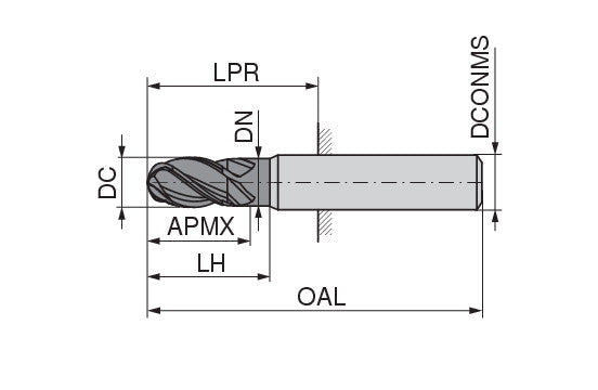 Ceratizit UN.0188.4.R0094.HA.0625.2000 ALTIN-U SOLID CARBIDE BALL NOSED MILLING CUTTER 12180664 (0717842)