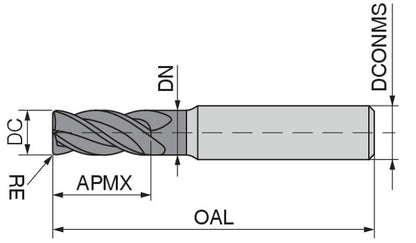 Ceratizit 3DX161-03750.08750.R07.R00300.HA.X105 CoreLine End Mills With Corner Radius UN 5905890023 (0717893)