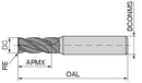Ceratizit 3DX191-05000.20000.R04.R00300.HA.X104 CoreLine End Mills With Corner Radius UN 5906190040 (0717930)