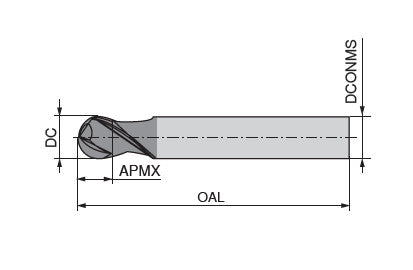 Ceratizit 3DX250-03750.03750.R02.R01875.HA.X104 CoreLine Ball-nosed End Mills ST 5906337510 (0717937)