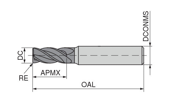 Ceratizit 3DX644-02500.03750.R04.R00300.HA.B270 End Milling Cutter With Corner Radius 5907290315 (0649138)