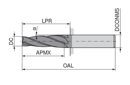 Ceratizit N.GS.3.5.30°/1.0°.Z4.HA.20 TI1000 Die Milling Cutter 52291104 (0650893)