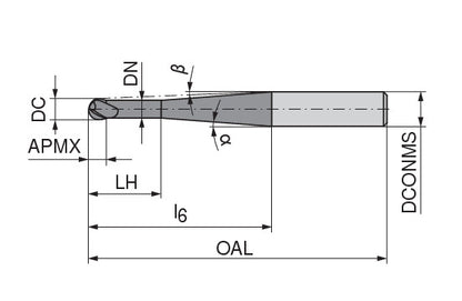 Ceratizit H.RD.3,0.30°.Z2.HA.L TI2000 CoreLine - Ball-nosed End Mills - BlueLine 52302030 (0649965)