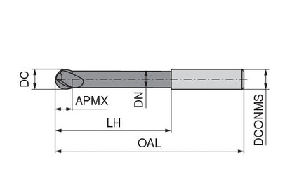 Ceratizit H.RD.12,0.30°.Z2.HA.L83 TI2000 CoreLine - Ball-nosed End Mills - BlueLine 52303120 (0649950)