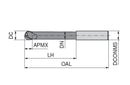 Ceratizit H.RD.8,0.30°.Z2.HA.L63 TI2000 BlueLine - Ball Nosed Cutter 52303080 (0649270)
