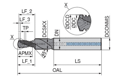 Ceratizit BGF M16 2,0D IK TiAlN; MonoThread - Drill Thread Milling Cutter With Chamfer Facet - 5085416000 (0682303)