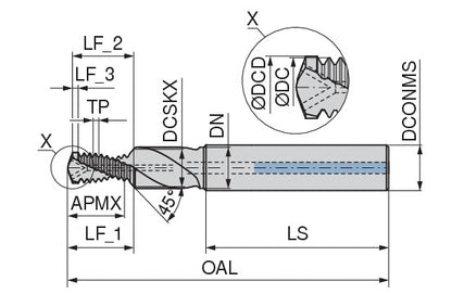 Ceratizit BGF M6 2,0D IK PATENT. MonoThread - Drill Thread Milling Cutter With Chamfer Facet - 5086906000 (0682310)
