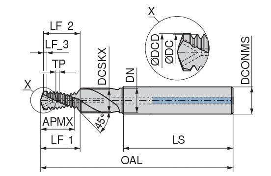 Ceratizit BGF M5 2,0D IK PATENT. MonoThread - Drill Thread Milling Cutter With Chamfer Facet - 5086905000 (0682309)
