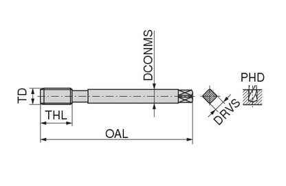 Ceratizit CavTap ST EL.M8.ISO2-6H.DIN376-C Blind Hole Machine taps, Right Hand 22423080 (0655871)