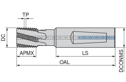 Ceratizit GWF 20X20XM1,50 SR MonoThread - Shank Thread Milling Cutter - SGF TOMILL 5052516150 (0682237)