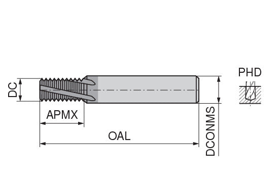 Ceratizit SGF.M5X0.5.HA.6.11.0.IR/IL TI500 MonoThread - Thread Milling Cutter 54802050 (0650621)