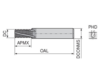 Ceratizit SGF.M5X0.5.HA.6.11.0.IR/IL TI500 MonoThread - Thread Milling Cutter 54802050 (0650621)