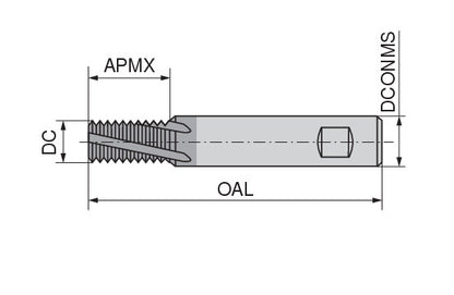 Ceratizit SGF.UNF1/4-28.HB.6.13.0.IR/IL TI500 MonoThread Thread Milling Cutter 54812014 (0650607)
