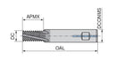 Ceratizit SFSE.NPT1/4-18.HB.14.15.0.IK TI500 MonoThread Thread Milling Cutter With Chamfer Facet 54809014 (0650753)