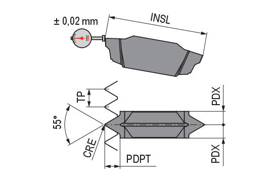 Ceratizit TC16-1 EI-A55 CTPP520 Threading Inserts Partial Profile 55° 70356010 (0717476)