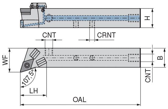 Ceratizit SDHCR 2020 K11 DC CoreLine - 107.5° - Tool Holder With Screw Clamping 7077202000 (0722564)