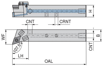 Ceratizit SDHCR 2020 K11 DC CoreLine - 107.5° - Tool Holder With Screw Clamping 7077202000 (0722564)