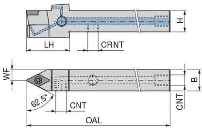 Ceratizit SDNCN 1212 F07 DC CoreLine - 62.5° - Tool Holder With Screw Clamping 7077401200 (0722568)