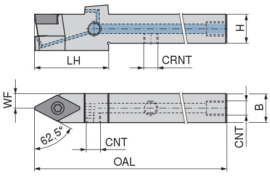 Ceratizit SDNCN 1212 M11 DC CoreLine - 62.5° - Tool Holder With Screw Clamping 7077421200 (0722566)