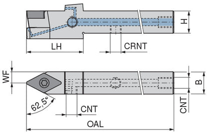 Ceratizit SDNCN 1212 M11 DC CoreLine - 62.5° - Tool Holder With Screw Clamping 7077421200 (0722566)