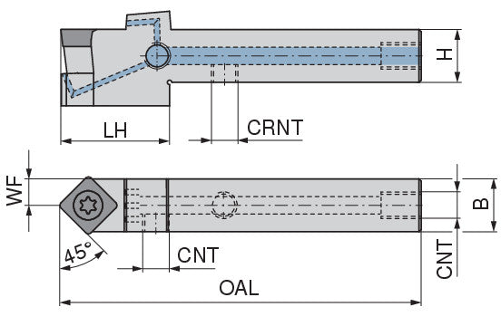 Ceratizit SSDCN 1212 F09 DC CoreLine - 45° - Tool Holder With Screw Clamping 7077601200 (0722166)