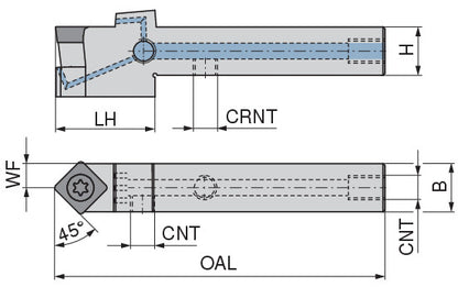 Ceratizit SSDCN 1212 F09 DC CoreLine - 45° - Tool Holder With Screw Clamping 7077601200 (0722166)
