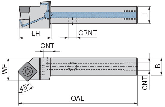 Ceratizit SSSCR 1212 F09 DC CoreLine - 45° - Tool Holder With Screw Clamping 7077701200 (0722592)