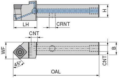 Ceratizit SSSCR 1212 F09 DC CoreLine - 45° - Tool Holder With Screw Clamping 7077701200 (0722592)