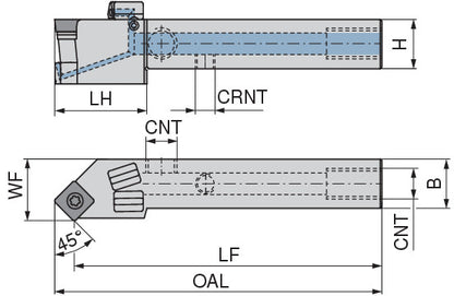 Ceratizit SSSCR 1616 H09 DC CoreLine - 45° - Tool Holder With Screw Clamping 7077701600 (0722593)