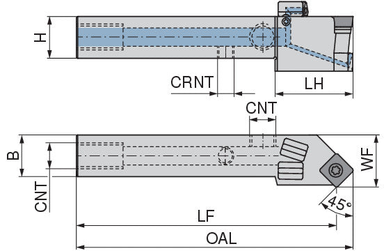 Ceratizit SSSCL 1616 H09 DC CoreLine - 45° - Tool Holder With Screw Clamping 7077701601 (0722587)