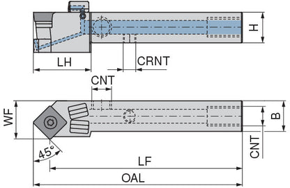 Ceratizit SSSCR 2020 K12 DC CoreLine - 45° - Tool Holder With Screw Clamping 7077712000 (0722596)