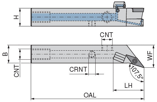Ceratizit SVHCL 1616 H11 DC CoreLine - 107.5° - Tool Holder With Screw Clamping 7077901601 (0722605)