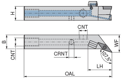 Ceratizit SVHCL 1616 H11 DC CoreLine - 107.5° - Tool Holder With Screw Clamping 7077901601 (0722605)