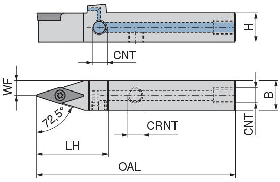Ceratizit SVVCN 1212 F11 DC CoreLine - 72.5° - Tool Holder With Screw Clamping 7078101200 (0722621)
