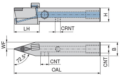 Ceratizit SVVCN 1616 H11 DC CoreLine - 72.5° - Tool Holder With Screw Clamping 7078101600 (0722620)