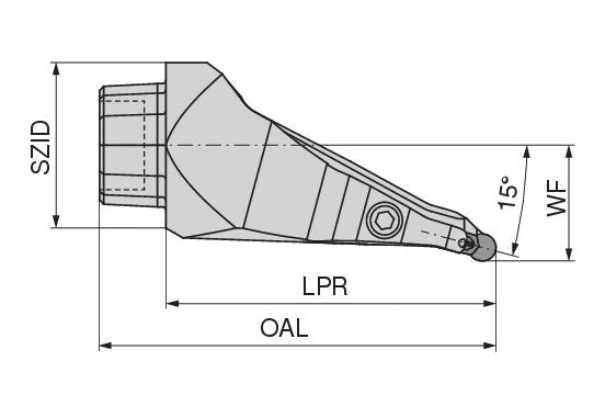 Ceratizit OC50R-X32-4S-L15H MaxiGroove 15° Reinforced Tool Head For Radial Clamping OvalFlex 7459651501 (0722082)