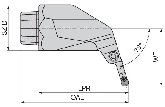 Ceratizit OC50R-X32-4S-L73H MaxiGroove 73° Reinforced Tool Head For Radial Clamping OvalFlex 7459657301 (0721962)